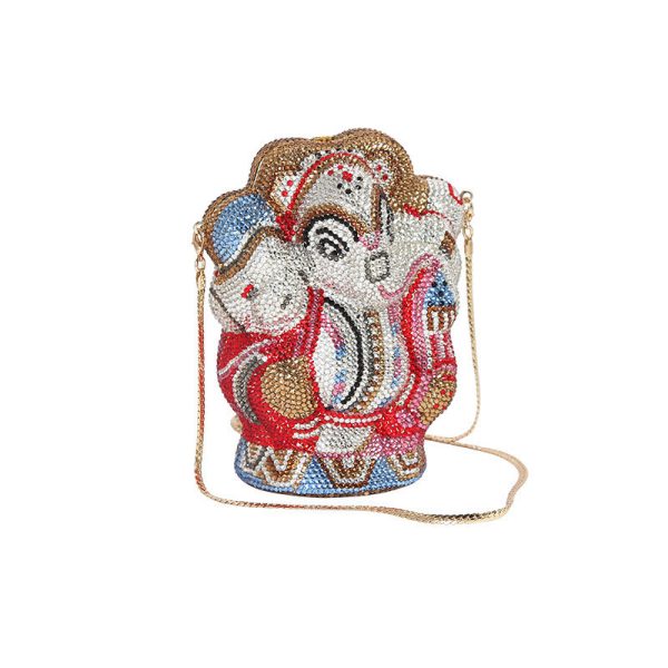 22187396-148d-4422-b826-1d85b504f40a.jpg Women's Handmade Diamond Elephant Shaped Clutch Chain Bag