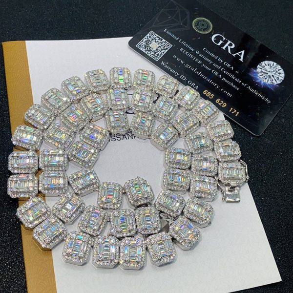 3cdcd0f1-0901-4e19-885c-4b47109b939b.jpg S925 Silver Inlay Rectangular Moissanite Cuban Link Chain