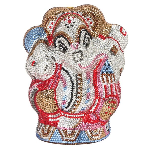 5896f04b-9fb5-47ca-8880-328f1ac3d0e8.jpg Women's Handmade Diamond Elephant Shaped Clutch Chain Bag